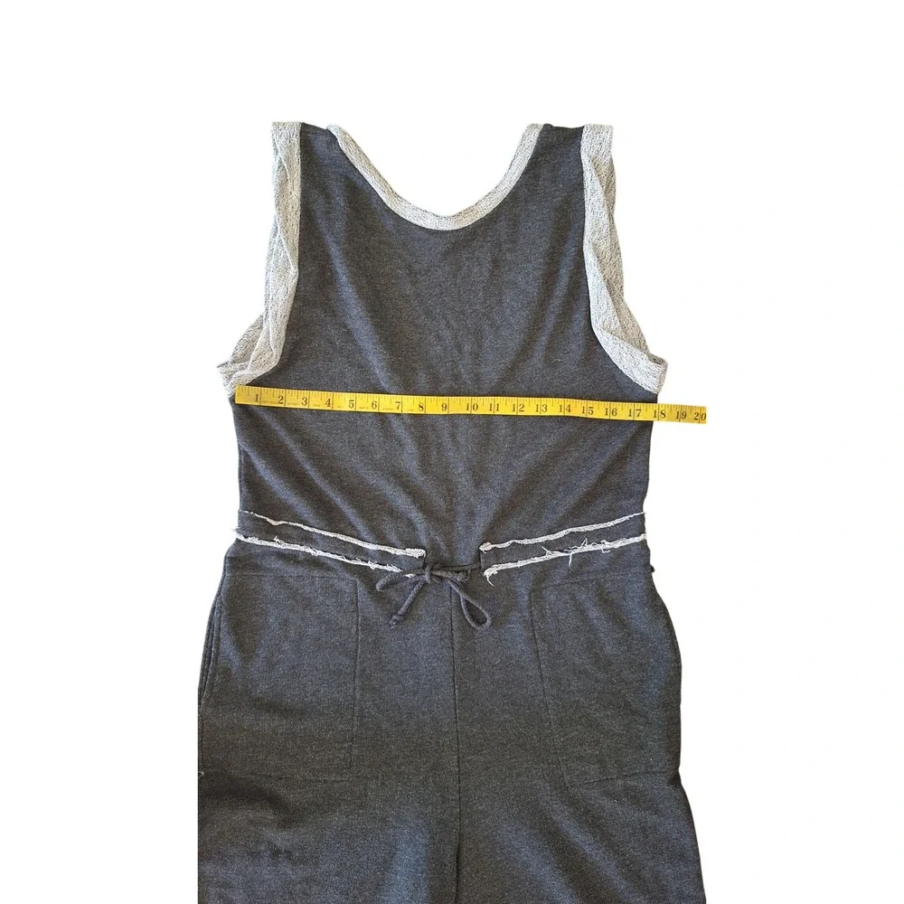 Free People Charcoal Grey Wide Leg French Terry Jumpsuit Sleeveless Medium